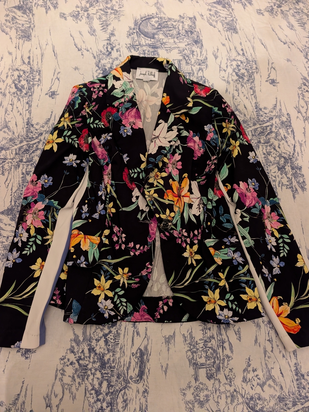 Joseph Ribkoff Black Floral Blazer with Multicolor Blooms